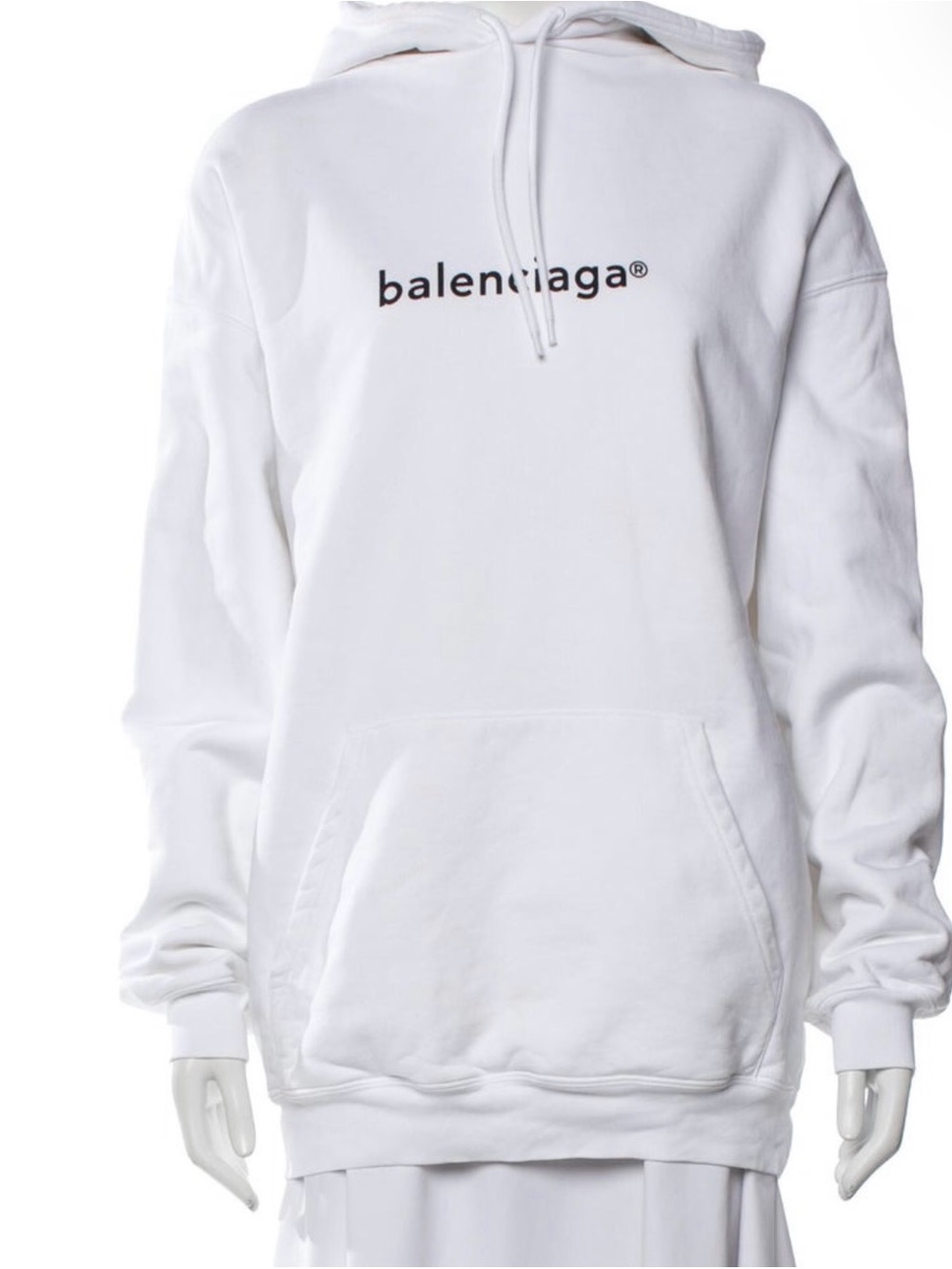 Balenciaga White Logo Pullover Hoodie - Women's